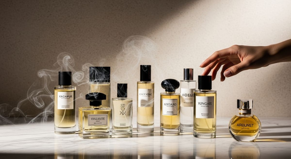 Healthy, shiny hair flowing, with bottles of shampoo and conditioner in the background.